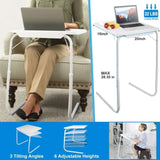 TV Tray Table, TV Dinner Tray for Eating, Large Adjustable Folding Laptop Table with Book Stand, Cup 63120984