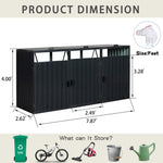 ZUN Garbage Bin Shed Stores 3 Trash Cans Metal Outdoor Bin Shed for Garbage Storage,Stainless Galvanized W540120221