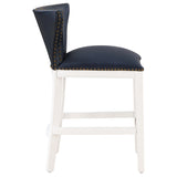 Macon Midnight Blue Faux Leather and White Wood Counter Stool B050P364431