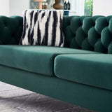 Chesterfield Modern Tufted Velvet Living Room Sofa, 84.25''W Couch,Green W57947395