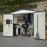 ZUN 8 x 6 ft Outdoor Storage Shed, All Weather Metal Sheds with 2 Lockable Doors, Tool Shed for Garden, W2505P163543