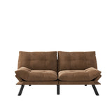 Leatehr Feeling Brown Convertible Folding Modern sofa Bed W570P168045