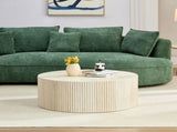 Faux travertine Round Coffee Table with Eye-Catching Relief Design, Travertine W876P362386
