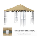 10x10 Ft Outdoor Patio Gazebo Replacement Canopy,Double Tiered Gazebo Tent Roof Top Cover Only wavy W419P198354