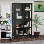 ZUN Four Glass Door Storage Cabinet with Adjustable Shelves and Feet Cold-Rolled Steel Sideboard W1673106108