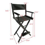 Casual Home Director's Chair, Black Frame/Black Canvas,Suitable for adults, foldable style, 2pcs/set W49532121
