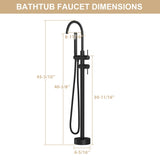 Freestanding Bathtub Faucet Floor Mount Tub Filler Matte Black, Swivel Gooseneck Spout with Cylinder W1243P316229