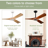 ZUN 52" Ceiling Fan with Remote Control No Lights,Modern Reversible DC Motor Indoor 3 Blades Ceiling W1592109878