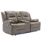 2 Seater Home Theater Recliner Manual Recliner Chair with a LED Light Strip Two Cup Holders and a WF323622AAE