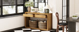 TREXM 55" Console Table, Rustic Wooden Entryway Table with Storage Drawers and Open Shelf, Elegant N715P235096N