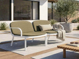 Luna Outdoor Patio PP Loveseat, White Frame with Green Cushion N775P272741W