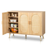 ZUN Modern Rattan Shoe Storage Cabinet with 3 Doors and Adjustable Shelves, Accent Cabinet for Living 22364309