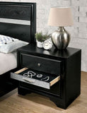Contemporary 1pc Nightstand Black Finish Silver Accents Hidden Jewelry Drawer Nickel Round Knob B011P145826