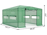 8*12ft Plastic Sprayed Iron Pipe PE Mesh Foldable Greenhouse Shed Green 81805436