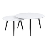 Modern Style Nesting Cocktail Tables and Side Table 3-Piece Occasional Table Set Black Metal Legs B011P232143