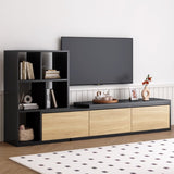 ZUN ON-TREND 74.8''-126'' Extendable TV Stand with 3 Tier Bookshelves for TVs up to 110'', Adjustable WF531669AAB