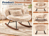 25.59"W x 33.66"D x 29.53"H Indoor Plush Rocking Chair, Soft Fluffy Lounge Rocker with White Metal 00054489