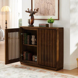 Mid Century Modern Fluted Hollowed Out Sideboard Cabinet with 2 Outlet Holes, Buffet Cabinet with W1801P288510