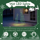 Set of 2 Lighted Metal Christmas Tree Yard Decorations, Pre-lit Holiday Decor with 150 Green and 05324833