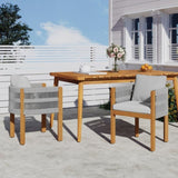 Acacia Wood Outdoor Dining Chairs 2-Pack with Grey Rope Handles, Washable Waterproof Grey Cushions, N779P279983G