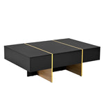 ZUN ON-TREND 47.2'' x 31.4''Minimalist High Gloss Coffee Table with 2 Drawers, Multi-Storage Rectangle N721P180693B