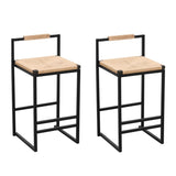 Set of 2 Bar Stools with Back Paper Woven Counter Height Dining Chairs for Kitchen, Home W1757104750