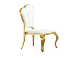 Dining chair gold stainless steel legs with white PU leather set of 2pcs W2723P304375