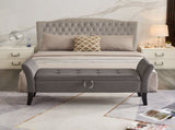 51.5" Bed Bench with Storage Grey Velvet W1097104005