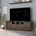 ZUN Lyon Tv Stand for TV´s up 55", One Cabinet, Double Door -Dark Walnut B07091937