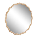 Solid Wood Wavy Mirror-Natural-Wood Vanity Mirror Wall Decor 42" x 42" Modern Mirror Wall Decor for W1445P189555
