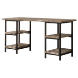 Salvaged Cabin and Black 4-Shelf Writing Desk B062P153661