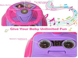 3-in-1 Kids Ride On Push Car for 12-36 Months Removable Handle Anti-Roll Board Horn Music Pink 13233134