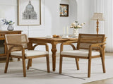 Mid-Century Modern Dining Chairs Set of 2, Upholstered Wood Frame Dining Chairs with Natural Rattan N768P489279W