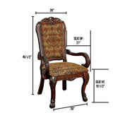 ZUN Formal Traditional Cherry Set of 2pc Arm Chairs Room Brown Damask Print Fabric Solid wood B011P143312