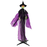 7.2ft Sound-Activated Halloween Witch - Eerie Arm Movements, Terrifying Sounds & Glowing Eyes for 49447258