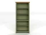 72 inch high 5-shelf Bookcase, No Assembly Required, Sage Green and Fruitwood Finish B108P160217