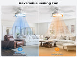 42 Inch White Ceiling Fan with 22W LED Light and Remote Control MDF Blades Reversible DC Motor W934P293298