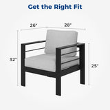 Aluminum Outdoor 2 Pcs Sofa Patio Couch, All-Weather Metal Outdoor Couch with 5" Thick and Soft B082P232958