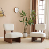 Modern Beige Lounge Chair with Polyester Upholstery, Sturdy Wood Base With Walnut Finish, N767P241702W