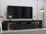 Modern Black TV Stand, 20 Colors LED TV Stand w/Remote Control Lights W33131067