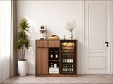 51.2" Modern Fluted Bar Cabinet with Fridge Compartment 59558592
