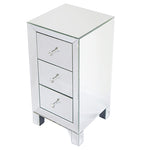 ZUN Modern and Contemporary Mirrored 3-Drawers Nightstand Bedside Table 34787396