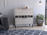 Bar Cabinet Puertu, Six Wine Cubbies, Double Door Cabinet, Light Gray Finish B092123057