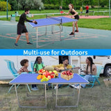 ZUN 6ft Mid-Size Table Tennis Table Foldable & Portable Ping Pong Table Set for Indoor & Outdoor Games 88950035