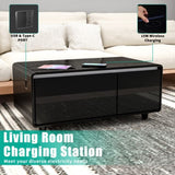 ZUN Modern Smart Coffee Table with Built-in Fridge, Bluetooth Speaker, Wireless Charging, Touch Control W1172P175395