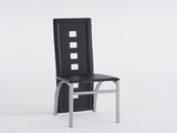 4pcs long backrest square hollow decoration PU leather dining chair round tube black cushion 98227246