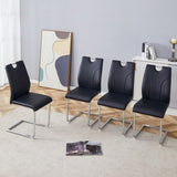 ZUN Black PU Dining Chair Set.Uniquely designed black dining chairs. PU material, paired with silver W2920P225022