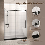 Frameless shower door 56-60 "W x 76" H, 1/4 " Clear Tempered Glass, Explosion Proof Film, W1675P306962