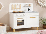 White Kids Interactive Wooden Kitchen Playset with Realistic Lights & Sounds 02819061