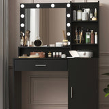 Vanity Desk with Mirror & Light, Large Drawer Three Level Storage Dresser, 3 Lighting Modes 98164513